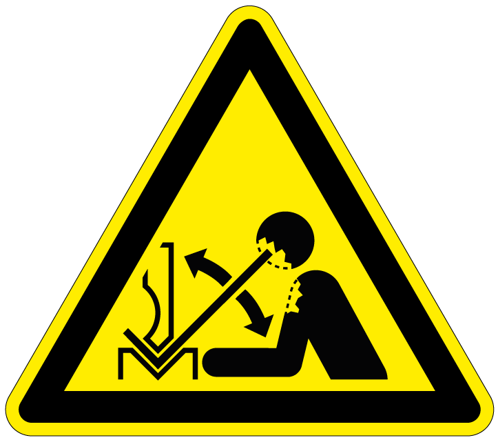 pictogram snel bewegend werkstuk en machine, geel zwart, driehoek, iso 7010, w032